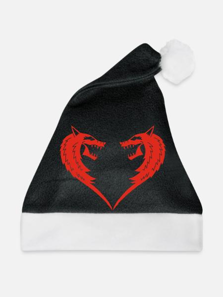 Rotes Wolfsherz - Weihnachtsmütze - Schwarz/Weiß