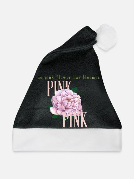 Blühende rosa Pfingstrose - Weihnachtsmütze - Schwarz/Weiß