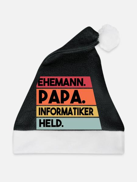 Ehemann Papa Beruf Informatiker Held - Weihnachtsmütze - Schwarz/Weiß