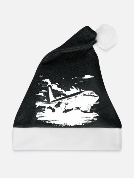 Flugzeug Skizze - Weihnachtsmütze - Schwarz/Weiß