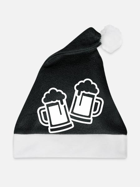 Bierglas Symbol Bier - Weihnachtsmütze - Schwarz/Weiß