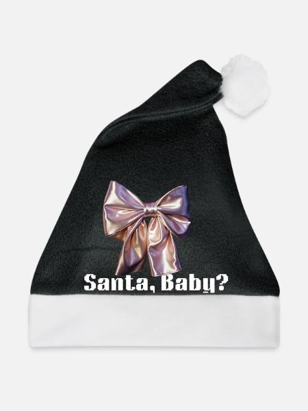 Elegante metallic Satin Schleife - Weihnachtsmütze - Schwarz/Weiß