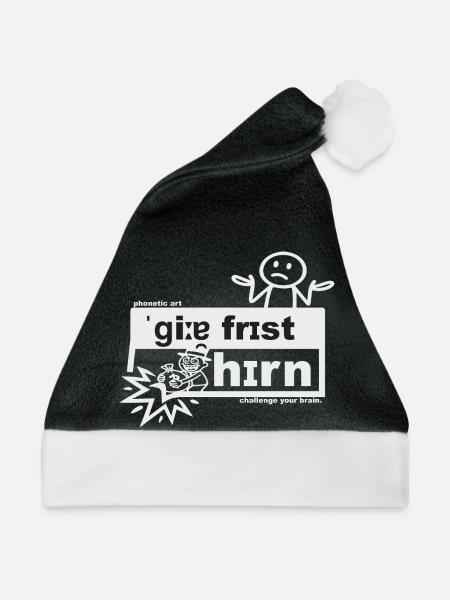 Gier frisst Hirn - phonetic art - Weihnachtsmütze - Schwarz/Weiß - Vorne
