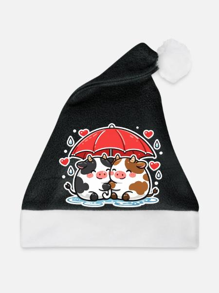 Kuhduo Unter Regenschirm - Weihnachtsmütze - Schwarz/Weiß