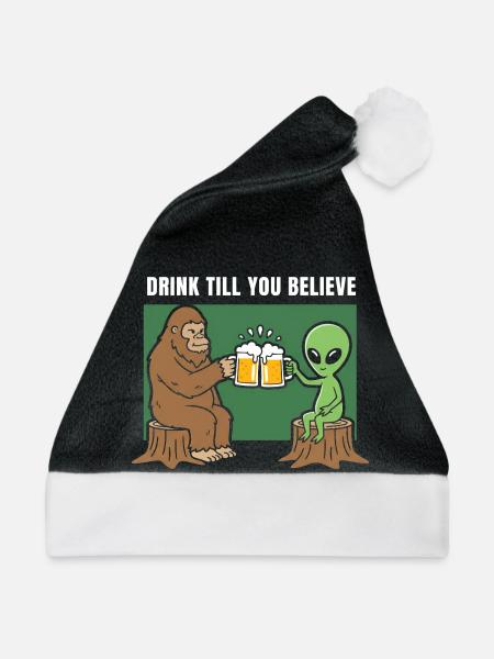 Prost mit Alien und Sasquatch - Weihnachtsmütze - Schwarz/Weiß