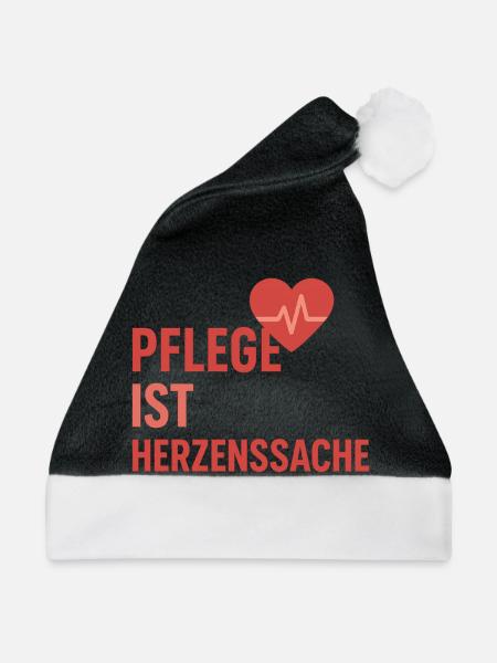Pflege Herzsache - Weihnachtsmütze - Schwarz/Weiß