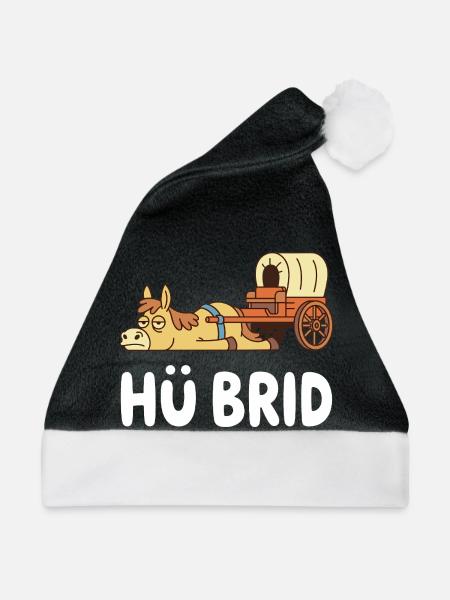 Hü-Brid Lustiges Hybrid Pferd Wortspiel - Weihnachtsmütze - Schwarz/Weiß