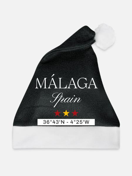 Málaga Spanien Souvenir – Reise minimalistisch - Weihnachtsmütze - Schwarz/Weiß - Vorne