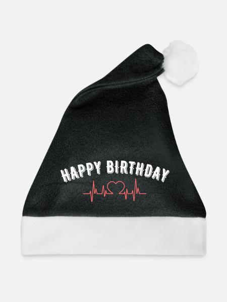 Happy Birthday - Weihnachtsmütze - Schwarz/Weiß - Vorne