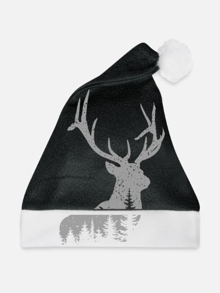 Hirsch - Weihnachtsmütze - Schwarz/Weiß
