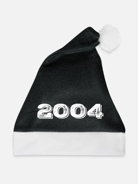 Geburtstagsgeschenk 2004 - 2004 - Weihnachtsmütze - Schwarz/Weiß - Vorne