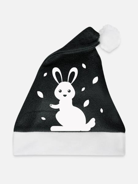 Hase - Kaninchen Natur Ostern - Weihnachtsmütze - Schwarz/Weiß