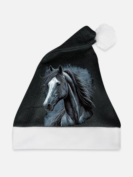Pferd - Weihnachtsmütze - Schwarz/Weiß