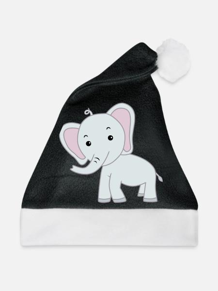 Elefant niedlich - Weihnachtsmütze - Schwarz/Weiß