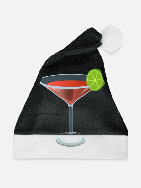 Roter Cocktail mit Limette - Weihnachtsmütze - Schwarz/Weiß