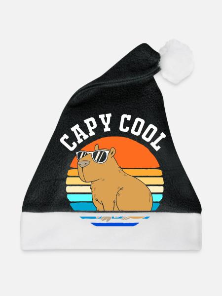 Capybara Capibara - Weihnachtsmütze - Schwarz/Weiß - Vorne