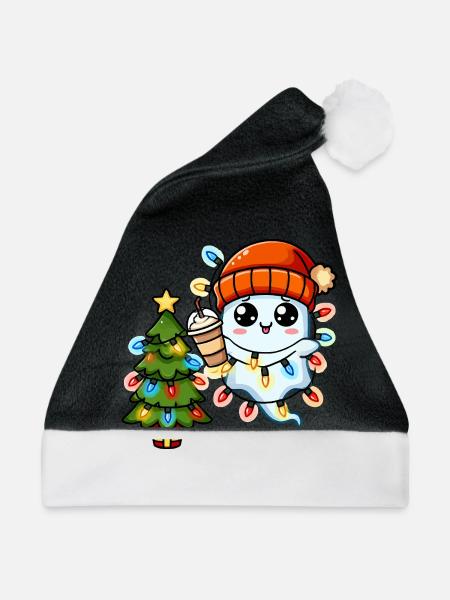 Weihnachtsgeist Lichterkette Weihnachtsbaum - Weihnachtsmütze - Schwarz/Weiß
