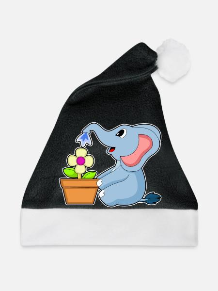 Elefant Blume - Weihnachtsmütze - Schwarz/Weiß