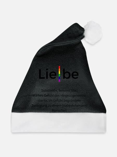 Regenbogen-Säule auf Schwarz - Weihnachtsmütze - Schwarz/Weiß