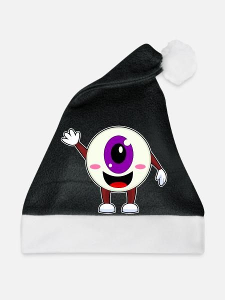 Augapfel Halloween - Weihnachtsmütze - Schwarz/Weiß - Vorne