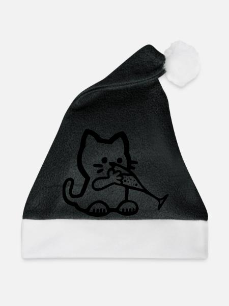 Durstiges Kätzchen - Weihnachtsmütze - Schwarz/Weiß