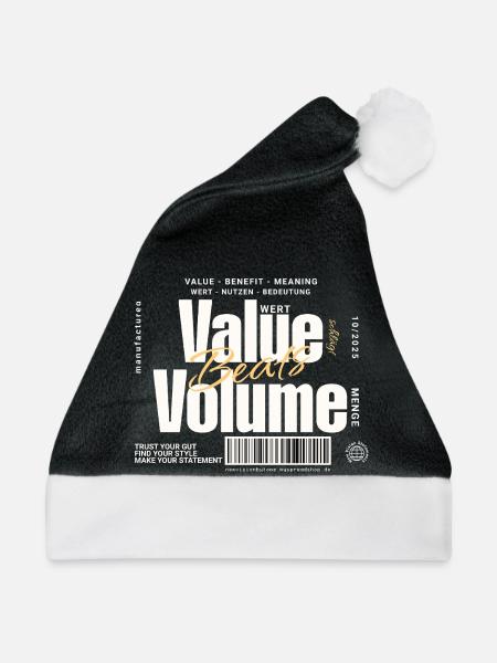 Value Beats Volume – Statement Design (Dunkel) - Weihnachtsmütze - Schwarz/Weiß - Vorne