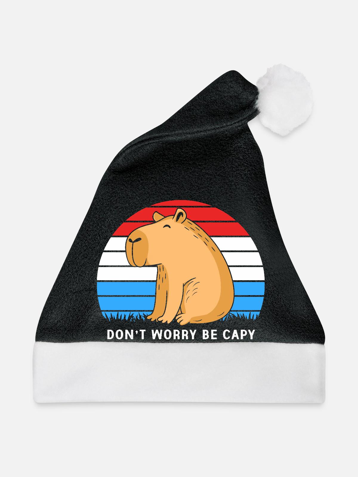 Capybara - Weihnachtsmütze - Schwarz/Weiß - Vorne