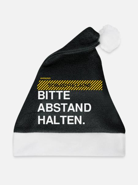 BITTE ABSTAND HALTEN Warnhinweis - Weihnachtsmütze - Schwarz/Weiß