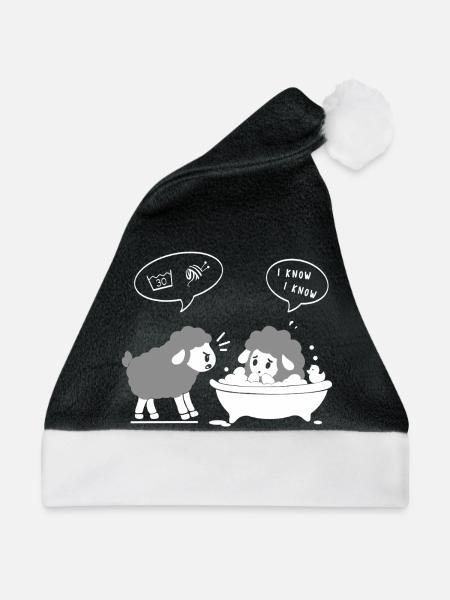 Schafbad Spa Humor - Weihnachtsmütze - Schwarz/Weiß - Vorne