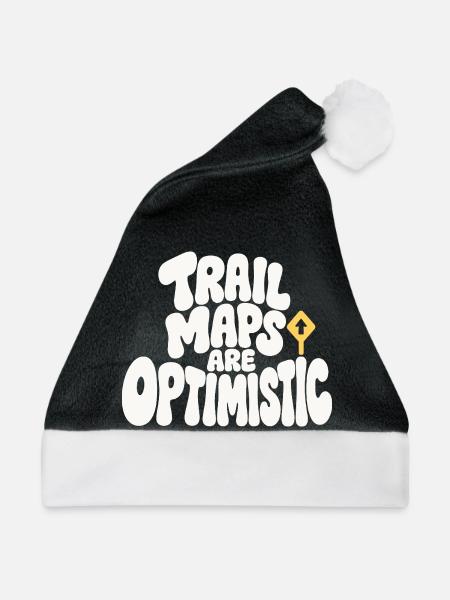 Wanderhumor – Trail Maps Are Optimistic - Weihnachtsmütze - Schwarz/Weiß - Vorne