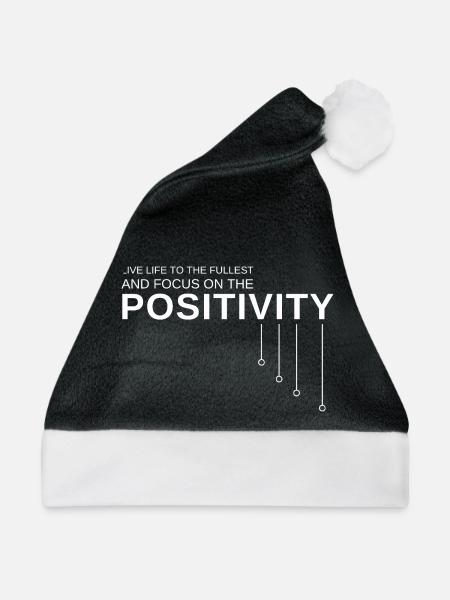 Positivität Fokus: Lebe Völlig Positiv - Weihnachtsmütze - Schwarz/Weiß