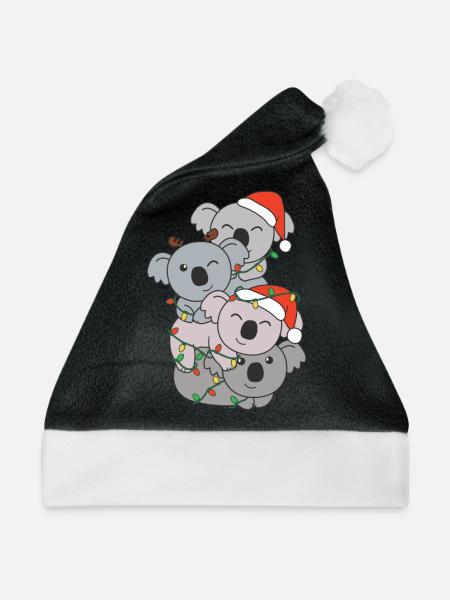 Koala Weihnachtsbaum Weihnachts Tiere Koalas - Weihnachtsmütze - Schwarz/Weiß