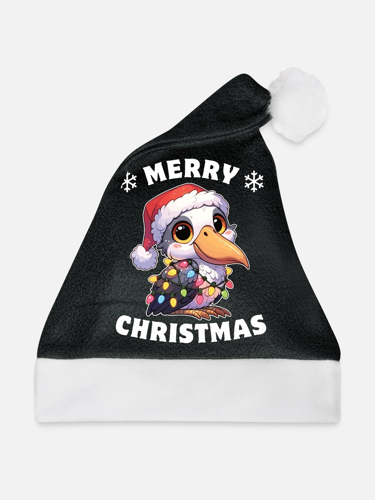 Weihnachten Lichterkette Schuhschnabel - Weihnachtsmütze - Schwarz/Weiß - Vorne