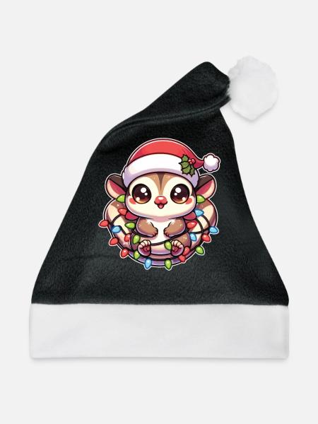 Weihnachten Lichterkette Kurzkopfgleitbeutler - Weihnachtsmütze - Schwarz/Weiß