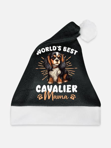 Cavalier King Charles Spaniel Dog Cavalier Mama - Weihnachtsmütze - Schwarz/Weiß - Vorne