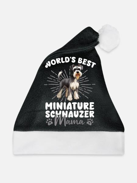 Zwergschnauzer Groovy Schnauzer Mama - Weihnachtsmütze - Schwarz/Weiß - Vorne