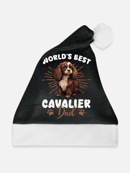 Cavalier King Charles Spaniel Dog Cavalier Dad - Weihnachtsmütze - Schwarz/Weiß - Vorne