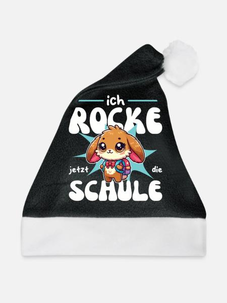 Endlich Schulkind 2025 süßes Einhorn zur - Weihnachtsmütze - Schwarz/Weiß - Vorne