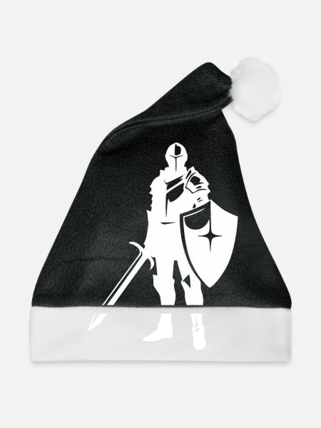 Ritter mit Schwert und Schild - Weihnachtsmütze - Schwarz/Weiß