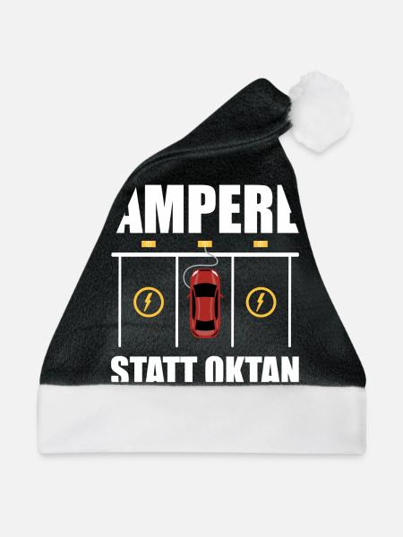 E-Auto Strom Energiewende Geschenk - Weihnachtsmütze - Schwarz/Weiß