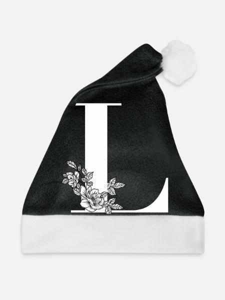 Buchstabe L - Weihnachtsmütze - Schwarz/Weiß