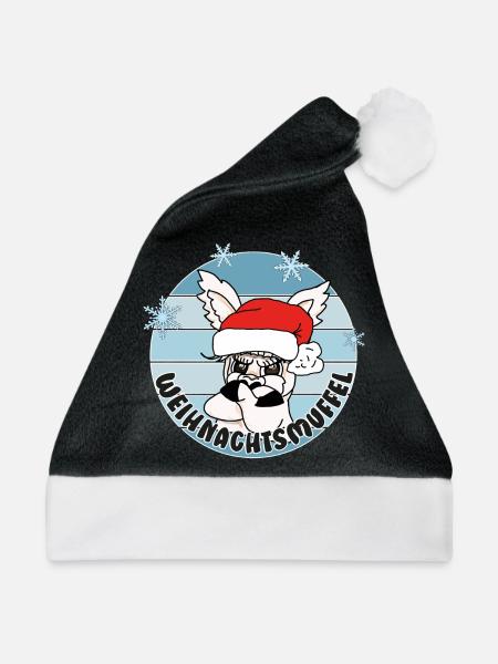 Comicstyle Alpakamotiv - Weihnachten ohne mich - Weihnachtsmütze - Schwarz/Weiß - Vorne