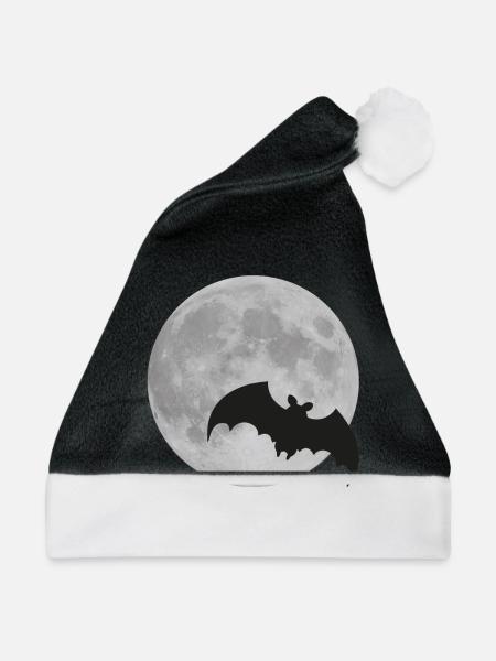 Mond Fledermaus Vollmond Halloween Nacht Flughund - Weihnachtsmütze - Schwarz/Weiß - Vorne