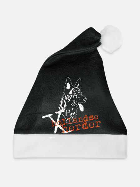 X-Hollandse Herder - Weihnachtsmütze - Schwarz/Weiß - Vorne