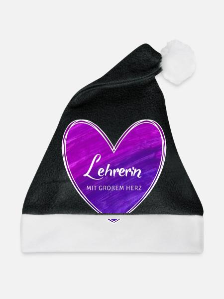 Lehrerin mit großem Herz - Weihnachtsmütze - Schwarz/Weiß