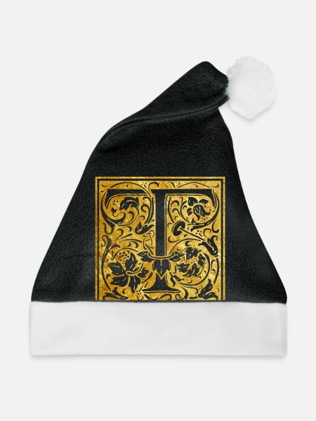Initials-T - Weihnachtsmütze - Schwarz/Weiß
