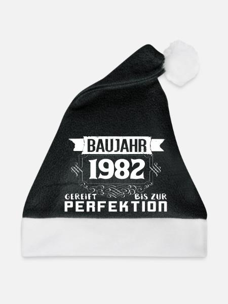Baujahr 1982 - Weihnachtsmütze - Schwarz/Weiß - Vorne