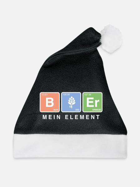 Elementar Bier – Chemie trifft auf Biergenuss - Weihnachtsmütze - Schwarz/Weiß - Vorne
