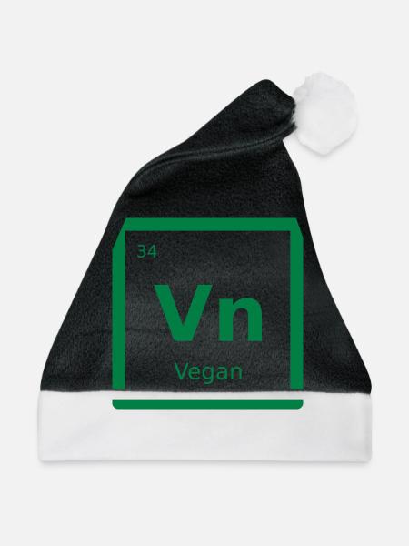 Vegan (Element) - Weihnachtsmütze - Schwarz/Weiß
