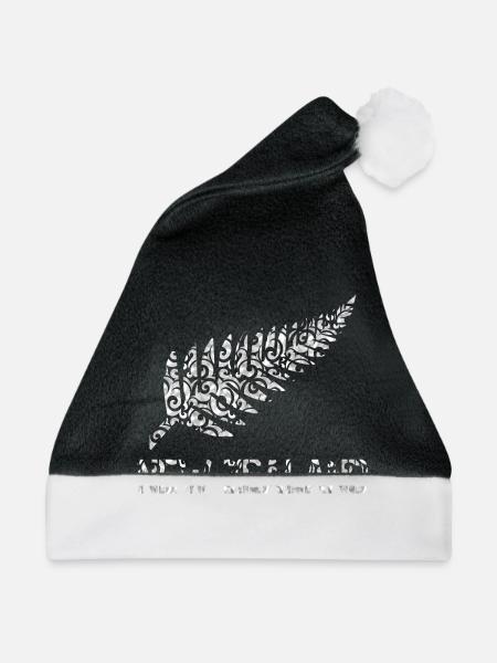 New Zealand Maori - Weihnachtsmütze - Schwarz/Weiß - Vorne